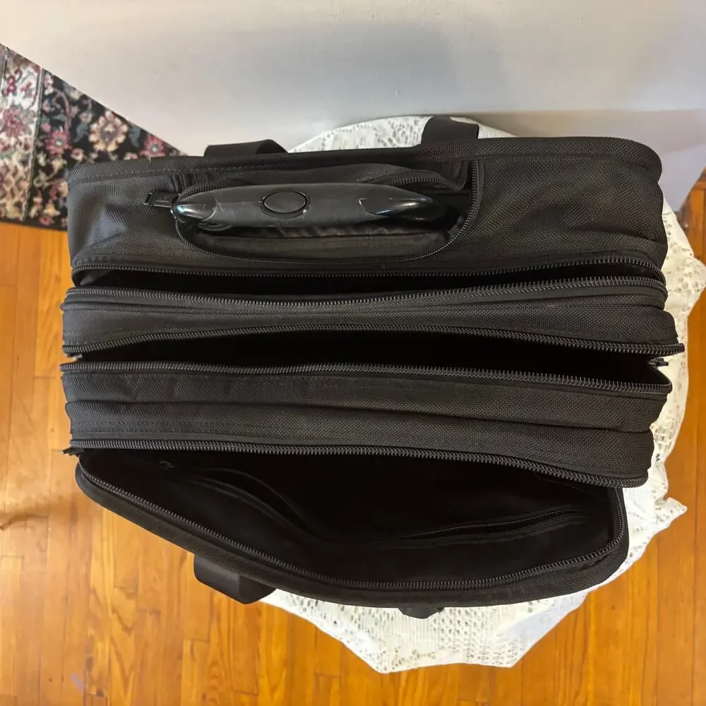 Tumi Alpha Series Black Ballistic Nylon Expandable Organizer Briefcase
